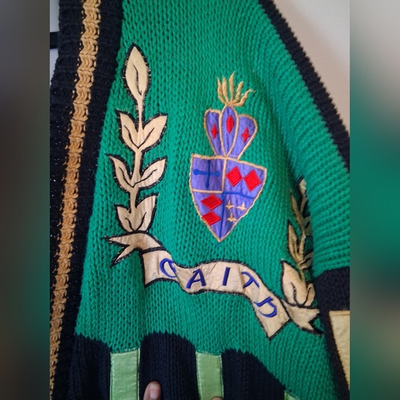 No! Jeans patchwork king queen Art Vintage cardigan Size O/S - Picture 7 of 13